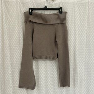Cozy Off-Shoulder tan Sweater